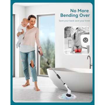Electric Spin Scrubber for Cleaning Bathroom: Cordless Power Shower Scrubber - Electric Cleaning Brush for Tile Tub