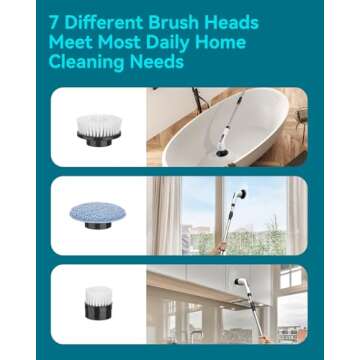 Electric Spin Scrubber for Cleaning Bathroom: Cordless Power Shower Scrubber - Electric Cleaning Brush for Tile Tub