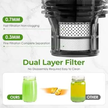 Masticating Juicer Machines, 5.3" Inch Feeding Chute Supports Whole Fruits and Vegetables，350W Slow Cold Press Juicer，Easy to Clean, Light-Stainless Steel