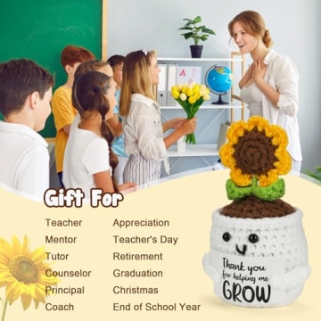 Handmade Crochet Sunflower Pot Teacher Appreciation Gift