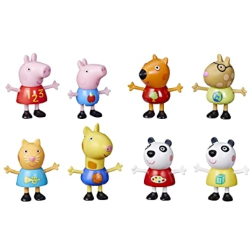 Peppa Pig School Classroom Toy Figures 8-Pack, Peppa Pig, George Pig, Peggi Panda, Candy Cat and Mor...