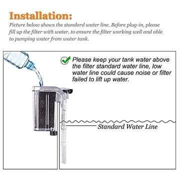 PULACO Ultra Quiet 66GPH Aquarium Filter for Small Tanks