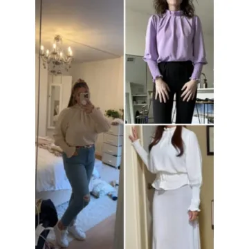 Teurkia Womens Long Sleeve Blouse Office Loose Trendy Casual Work Shirt Tops Black