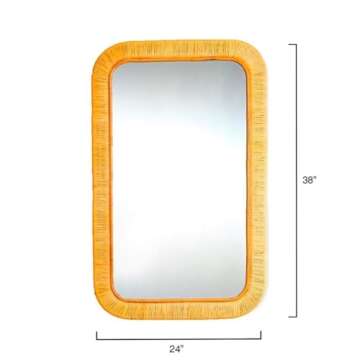 Eden Home Coastal Rattan Mirror with Rounded Corner in Natural