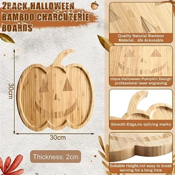 Sintuff Halloween Charcuterie Board 2 Pcs Bamboo Serving Tray