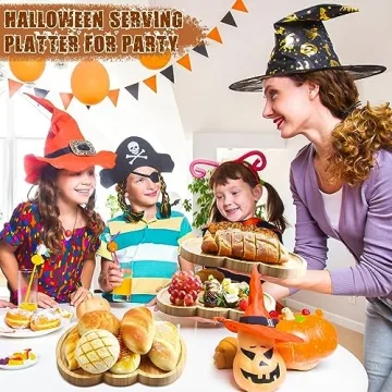 Sintuff Halloween Charcuterie Board 2 Pcs Bamboo Serving Tray