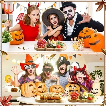 Sintuff Halloween Charcuterie Board 2 Pcs Bamboo Serving Tray