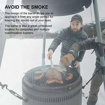 Burch Barrel BBQ Grill & Fire Pit Combo – Adjustable Hanging Grill & Smoker with Tripod System – Charcoal or Wood Pellet Outdoor Barbecue