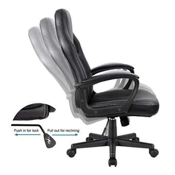 Furmax Gaming Chair Office Chair Leather Computer Desk Chair Racing Style Ergonomic Adjustable Swivel Task Chair with Lumbar Support and Arms (Black)