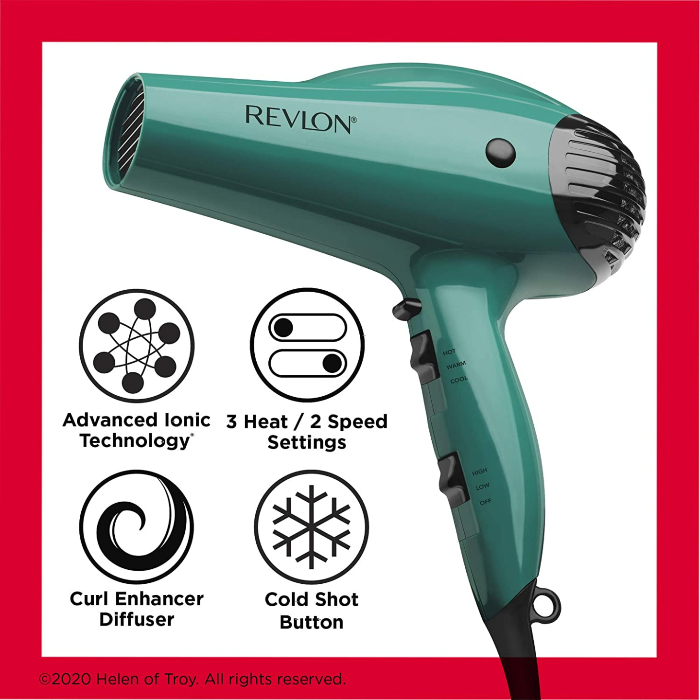 Revlon 1875W Volume Booster Hair Dryer - Green