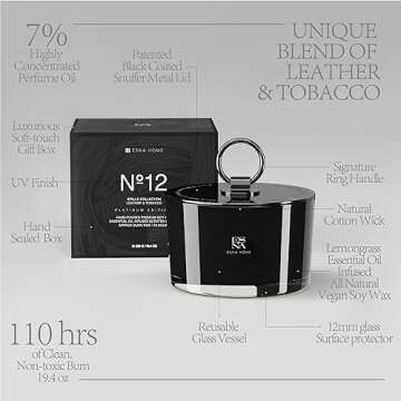 ESNA HOME Luxury Natural Soy Scented 3 Wicks Candle | 19.4oz 110 Hours Long Burn Candles for Home Scented | Lemon Grass Essential Oil Couples Gifts | Aromatic Candle Premium Gift Box Gifts