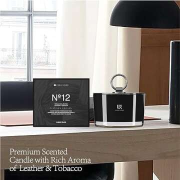 ESNA HOME Luxury Natural Soy Scented 3 Wicks Candle | 19.4oz 110 Hours Long Burn Candles for Home Scented | Lemon Grass Essential Oil Couples Gifts | Aromatic Candle Premium Gift Box Gifts