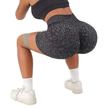 MOOSLOVER Women Seamless Booty Biker Shorts Scrunch Butt Lifting High Waisted Workout Shorts(M,#1 Leopard-5")