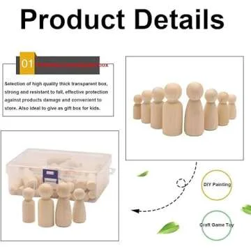 Creative 50 Pack Unfinished Wooden Peg Dolls for Kids