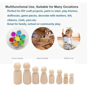 Creative 50 Pack Unfinished Wooden Peg Dolls for Kids