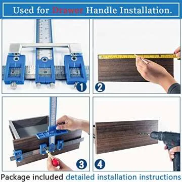 King&Charles Cabinet Hardware Jig, Cabinet Handle Jig with Automatic Center Punch, Cabinet Jig for Handles and Pulls on Drawers/Cabinets, Cabinet Hardware Template Tool Perfect Set.