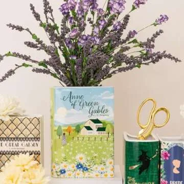 Steel Mill & Co Original Large Book-Shaped Decorative Vase, Ceramic Vases for Home Decor, Cute Bookshelf Decor, Unique Vase for Book Lovers, Anne of Green Gables