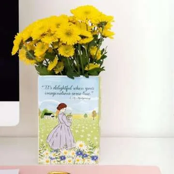 Steel Mill & Co Original Large Book-Shaped Decorative Vase, Ceramic Vases for Home Decor, Cute Bookshelf Decor, Unique Vase for Book Lovers, Anne of Green Gables