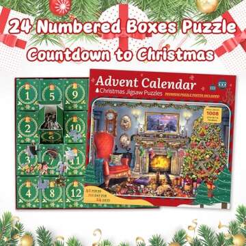 Puzzle Advent Calendar 2024 Christmas Jigsaw Puzzles - Festive Fireplace 1008 Pieces Jigsaw Puzzle 2...
