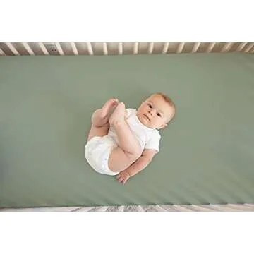 Pobibaby - Single Solid Premium Fitted Baby Crib Sheets for Standard Crib Mattress - Ultra-Soft Cotton Blend, Safe and Snug, and Stylish Solid Crib Sheet (Sage Green)