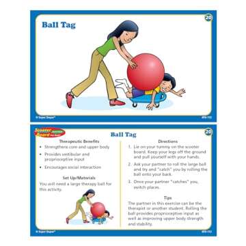 Super Duper Publications | Scooter Board Activities Fun Deck | Occupational Therapy Flash Cards | Educational Learning Materials for Children
