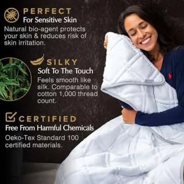 Aricove Cooling Weighted Blanket, 15 lbs, Twin Size for Adults, Luxury Heavy Blanket, Silky Soft Bamboo Viscose, 48x72 inches, Machine Washable, White