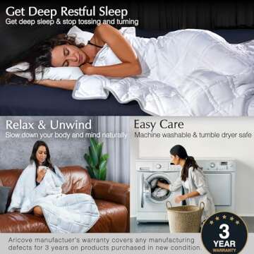 Aricove Cooling Weighted Blanket, 15 lbs, Twin Size for Adults, Luxury Heavy Blanket, Silky Soft Bamboo Viscose, 48x72 inches, Machine Washable, White