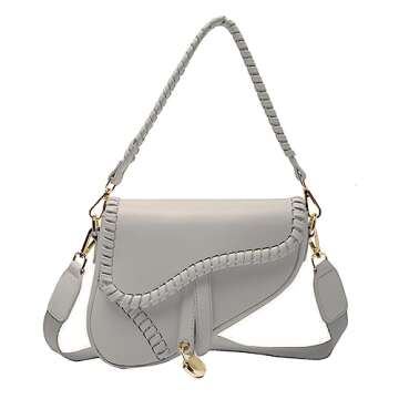 PURFANREE Women Trendy Saddle Shoulder Bag Clutch Purse Underarm Handbag Satchel HandBag Crossbody B...