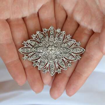 Mariell Vintage Wedding Jewelry Crystal Bridal Brooch Pin for Brides, Bridesmaids, Mother of The Bri...