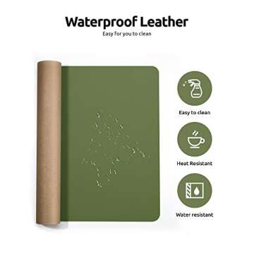 YSAGi Leather Desk Pad Protector, Office Desk Mat, Large Mouse Pad, Non-Slip PU Leather Desk Blotter, Laptop Desk Pad, Waterproof Desk Writing Pad for Office and Home (Green, 23.6" x 13.8")