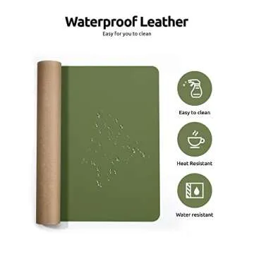 YSAGi Leather Desk Pad Protector, Office Desk Mat, Large Mouse Pad, Non-Slip PU Leather Desk Blotter, Laptop Desk Pad, Waterproof Desk Writing Pad for Office and Home (Green, 23.6" x 13.8")