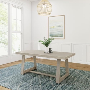 Plank+Beam 72 Inch Farmhouse Dining Table, Solid Wood Rustic Kitchen Table, Large Wooden Rectangular...