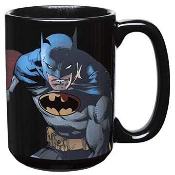 Zak Designs DC Comics Batman Unique Color Changing Ceramic Coffee Mug, Collectible Keepsake and Wond...