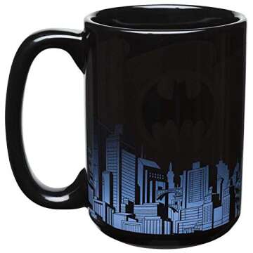 Zak Designs DC Comics Batman Unique Color Changing Ceramic Coffee Mug, Collectible Keepsake and Wonderful Coffee Mug (15oz, Batman, BPA-Free)