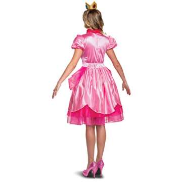 Disguise Womens Princess Peach Costume, Official Nintendo Super Mario Bros Dress And Crown Adult Siz...