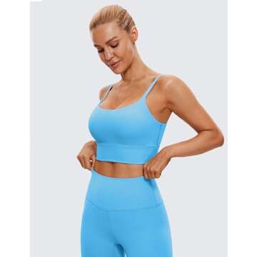 CRZ YOGA Adjustable Longline Sports Bra for Women - V Back Wireless Workout Padded Yoga Camisole Cro...