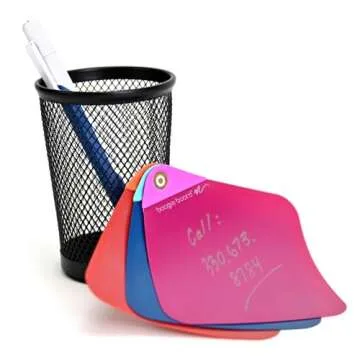 Boogie Board VersaNotes Starter Pack, Reusable 3-Pack 4x4 Dry-Erase and Sticky Note Alternative for Home and Office, Includes 3 VersaNotes, Magnetic Mounting Plates, Instant Erase, and VersaPen Stylus