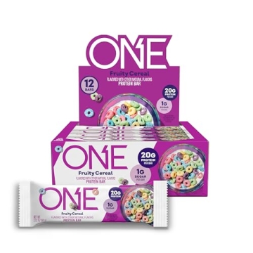 ONE Protein Bars, NEW Recipe Fruity Cereal, Gluten Free with 20g Protein and 1g Sugar, Pantry Staple...
