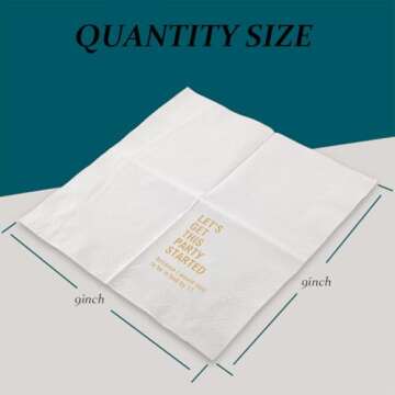 VOWFOO Let's Get This Party Started Because I Would Love To Be In Bed By 11 Funny Quotes Cocktail Napkins for Birthday Girls Night Holiday Housewarming Reunion Party 100Pcs 4.5 x 4.5 2-ply (By 11)