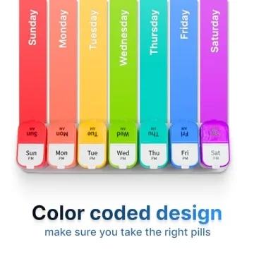 Extra Large Weekly Pill Organizer - XL Daily Pill Box - 7 Day Am Pm Pill Case Jumbo Pill Container for Supplements Big Pill Holder Twice A Day Oversized (Rainbow)