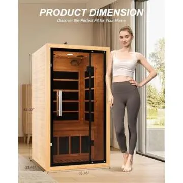 iDOTODO 1 Person Infrared Sauna Room, Infrared Sauna Box, Far Infrared Wooden Sauna Room, Personal Wooden Indoor Dry Sauna with 1000W 5 Heating Panels, Star Lights, Bluetooth Speakers (1 Person Sauna)
