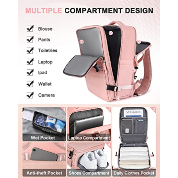 UPPACK Travel Backpack waterproof with USB port and shoe compartment