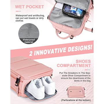 UPPACK Travel Backpack waterproof with USB port and shoe compartment