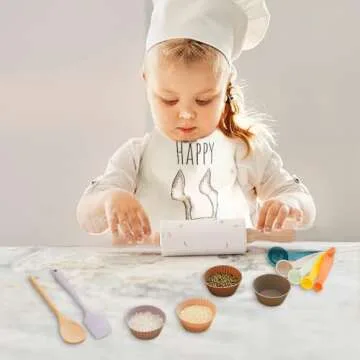 IEATFO Wooden Kids Cooking & Baking Set for Real Cooking, 14 PCS Toddler Montessori Kitchen Tools,Kids Cooking Utensils with Wooden Knife Set,Cutting Board,Apron and Rolling Pin, Food Grade Materials