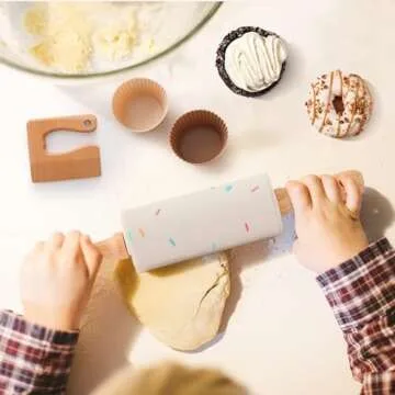 IEATFO Wooden Kids Cooking & Baking Set for Real Cooking, 14 PCS Toddler Montessori Kitchen Tools,Kids Cooking Utensils with Wooden Knife Set,Cutting Board,Apron and Rolling Pin, Food Grade Materials