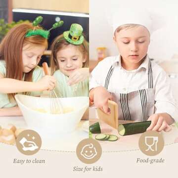 IEATFO Wooden Kids Cooking & Baking Set for Real Cooking, 14 PCS Toddler Montessori Kitchen Tools,Kids Cooking Utensils with Wooden Knife Set,Cutting Board,Apron and Rolling Pin, Food Grade Materials