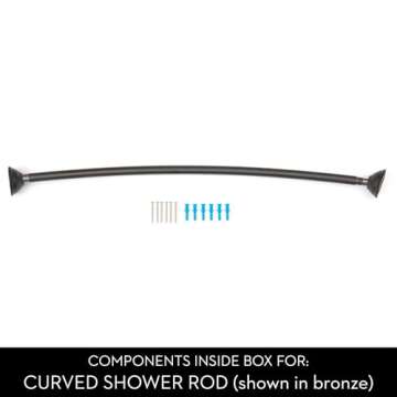 iDesign Curved Metal Shower Curtain Rod, Adjustable Customizable Curtain Rod for Bathtub, Stall, Closet, Doorway, 41-72 Inches, Matte Black,79077