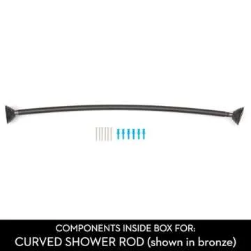 iDesign Curved Metal Shower Curtain Rod, Adjustable Customizable Curtain Rod for Bathtub, Stall, Closet, Doorway, 41-72 Inches, Matte Black,79077