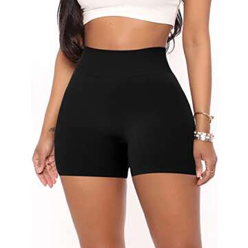 eoeoo Women's Athletic Butt Lifting Shorts Seamless Workout Scrunch High Waist Gym Yoga Biker Shorts Black Small