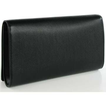 YSL Belle de Jour Women's Clutch - Black Leather Large